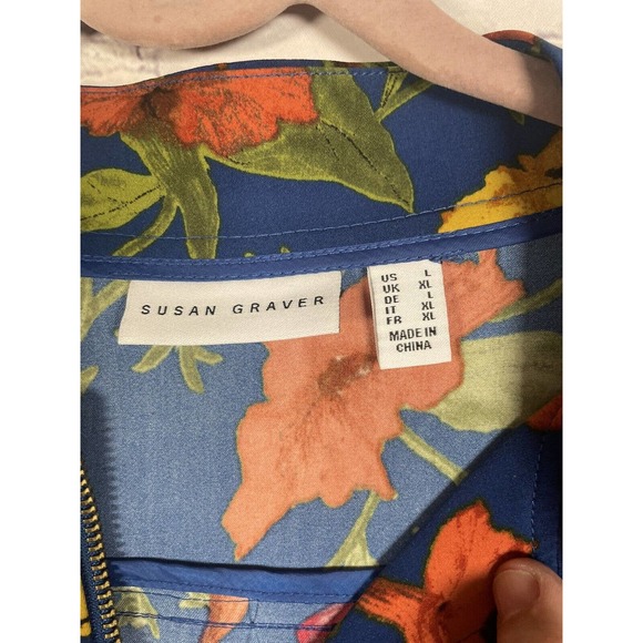 SUSAN GRAVER Jacket Women's Size L Floral Full Zip Long Sleeve With Pockets - Picture 2 of 11